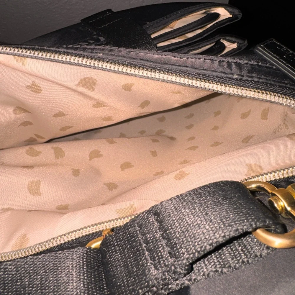 Itzy Ritzy Black Quilted Bag with Gold Accents